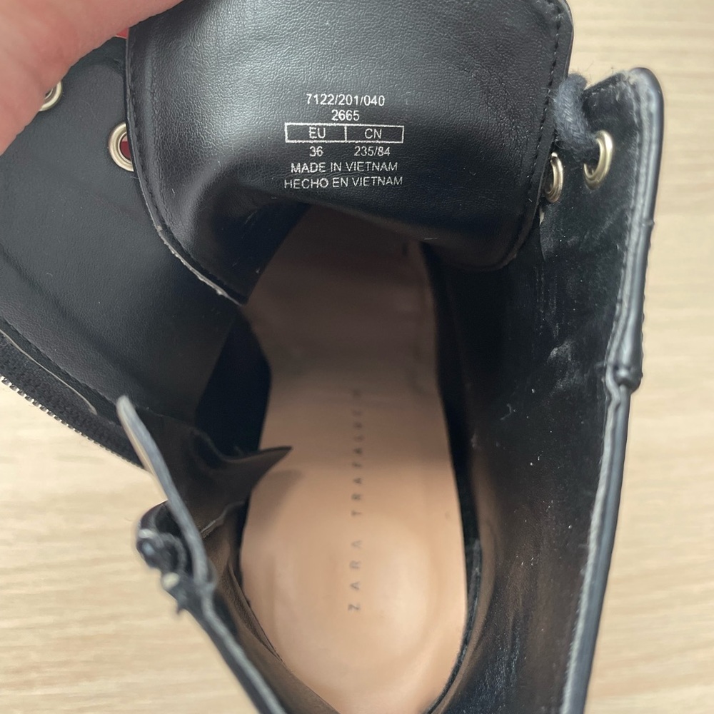 Zara Trafaluc Black Patent High heel Combat Boots - Picture 7 of 9